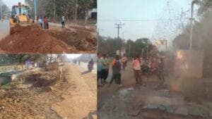 1001564188 मुसीबत बनी दस करोड़ की सड़क परियोजना; पाइपलाइन फटने से जलसंकट, सुरक्षा मानकों की अनदेखी से मंडरा रहा खतरा
