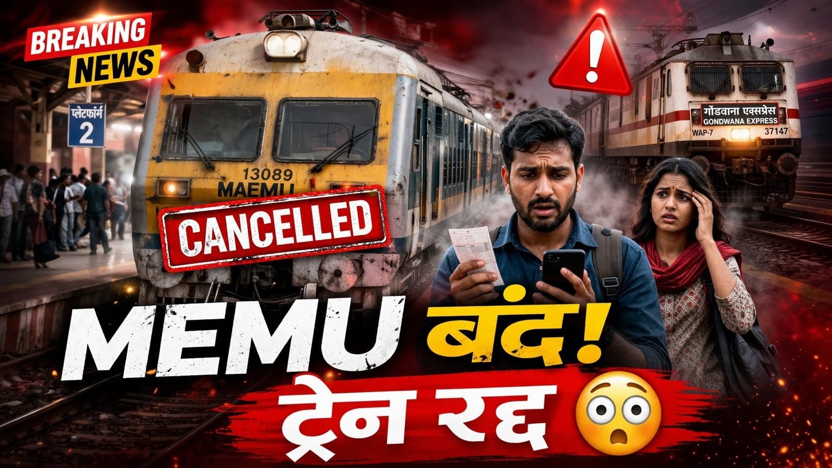 1001711500 Raigarh Bilaspur MEMU Cancel  12 April | Gondwana Express भी प्रभावित