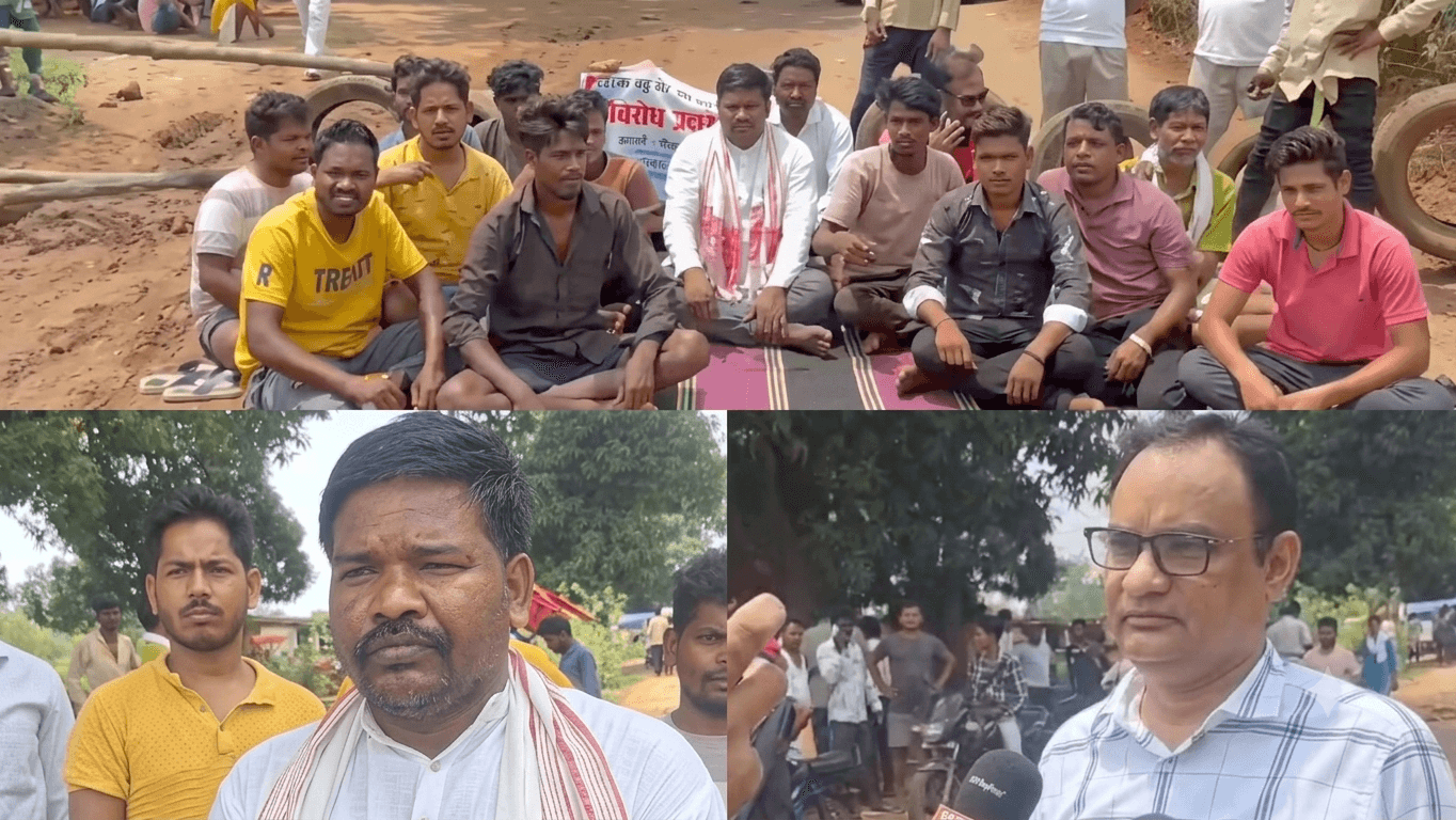 1002087798 धरमजयगढ़ बाकारूमा लैलूंगा मार्ग पर खस्ताहाल सड़क को लेकर ग्रामीणों ने किया चक्काजाम PWD अधिकारी के लिखित आश्वासन के बाद खुला रास्ता