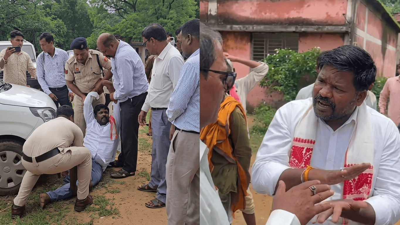 1002153085 लैलूंगा में साइकिलों की गुणवत्ता का विरोध करने पर पुलिस ने रवि भगत को लिया हिरासत में